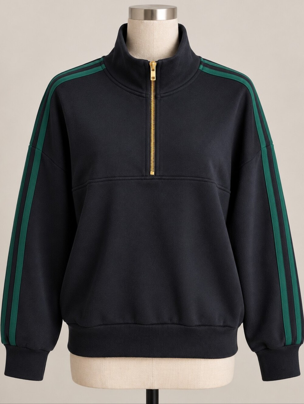 EZY Wear by CH1 Women’s Half Zip Green Stripe Sweatshirt Size 1X